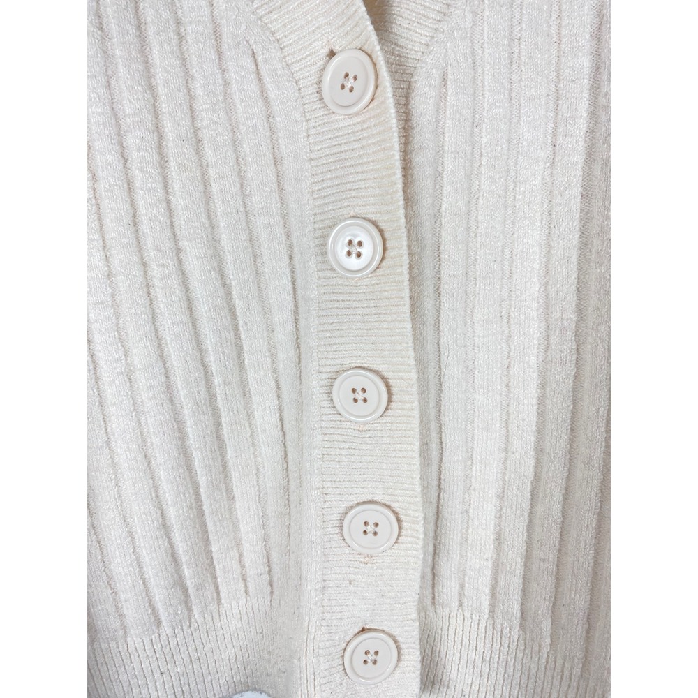 Sanctuary Cardigan Sweater Women L Cream Excellent Ribbed V-Neck Button Front - Picture 5 of 9